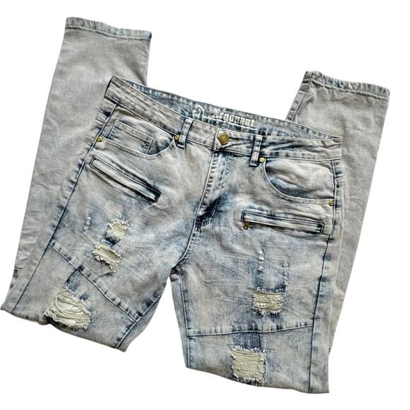 Argonaut Nation Men’s 34x32 Skinny Jeans Distressed Ripped Stretch Casual EUC - Picture 1 of 8